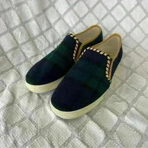 Jack Rogers Brynne Women's Plaid Tartan Slip On Midnight Green US Size 8